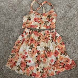 Two piece crop top and skirt set